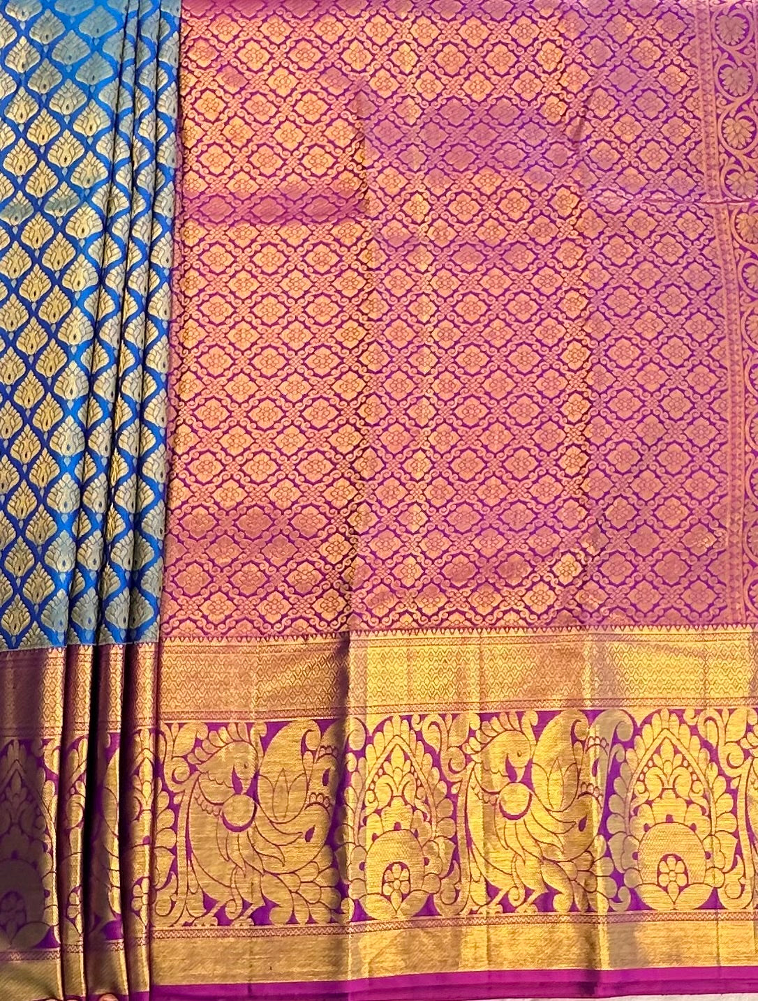 ROYAL BLUE WITH PINK KANJIVARAM BRIDAL