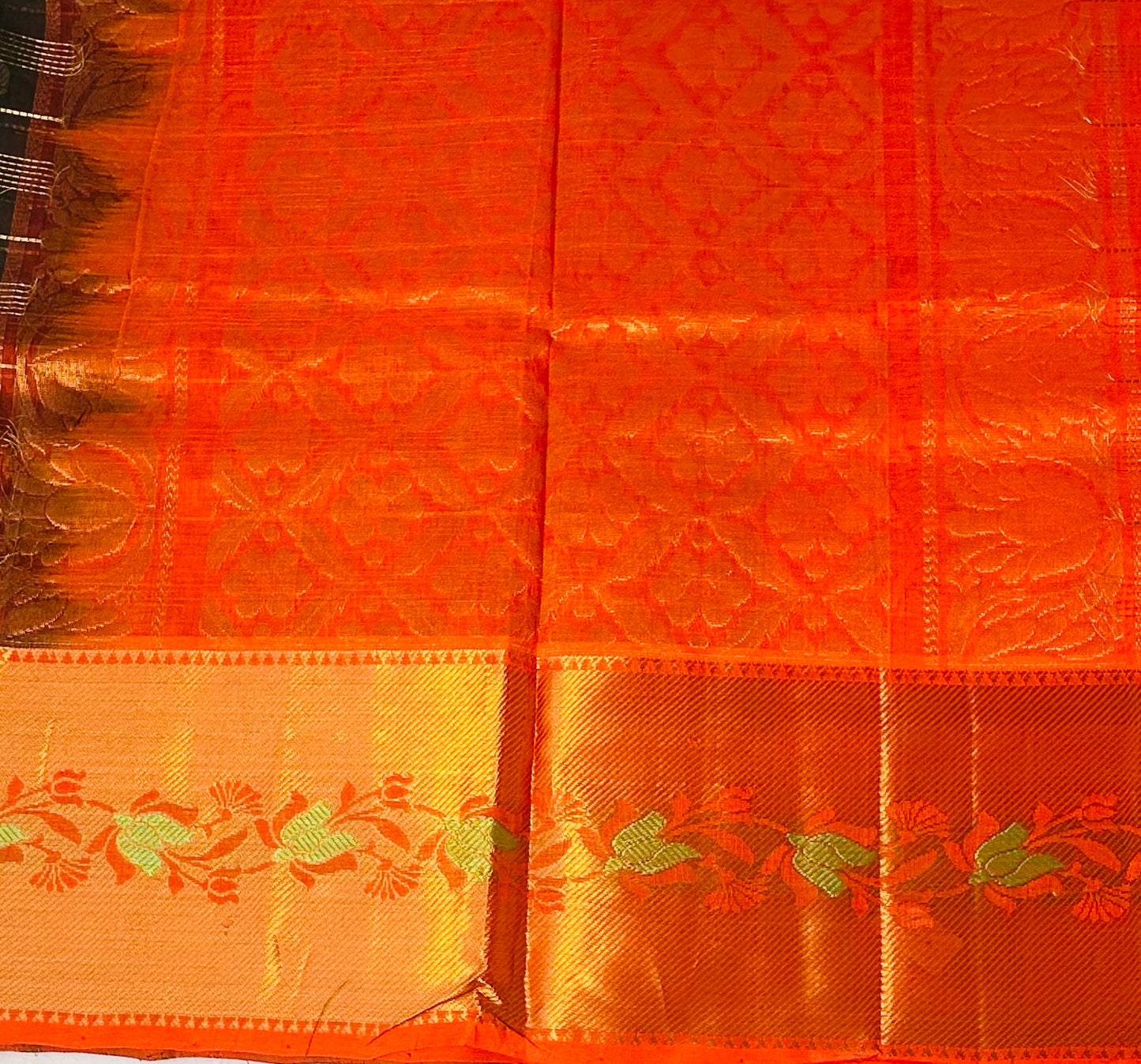 BOTTLE GREEN PURE SILK COTTON