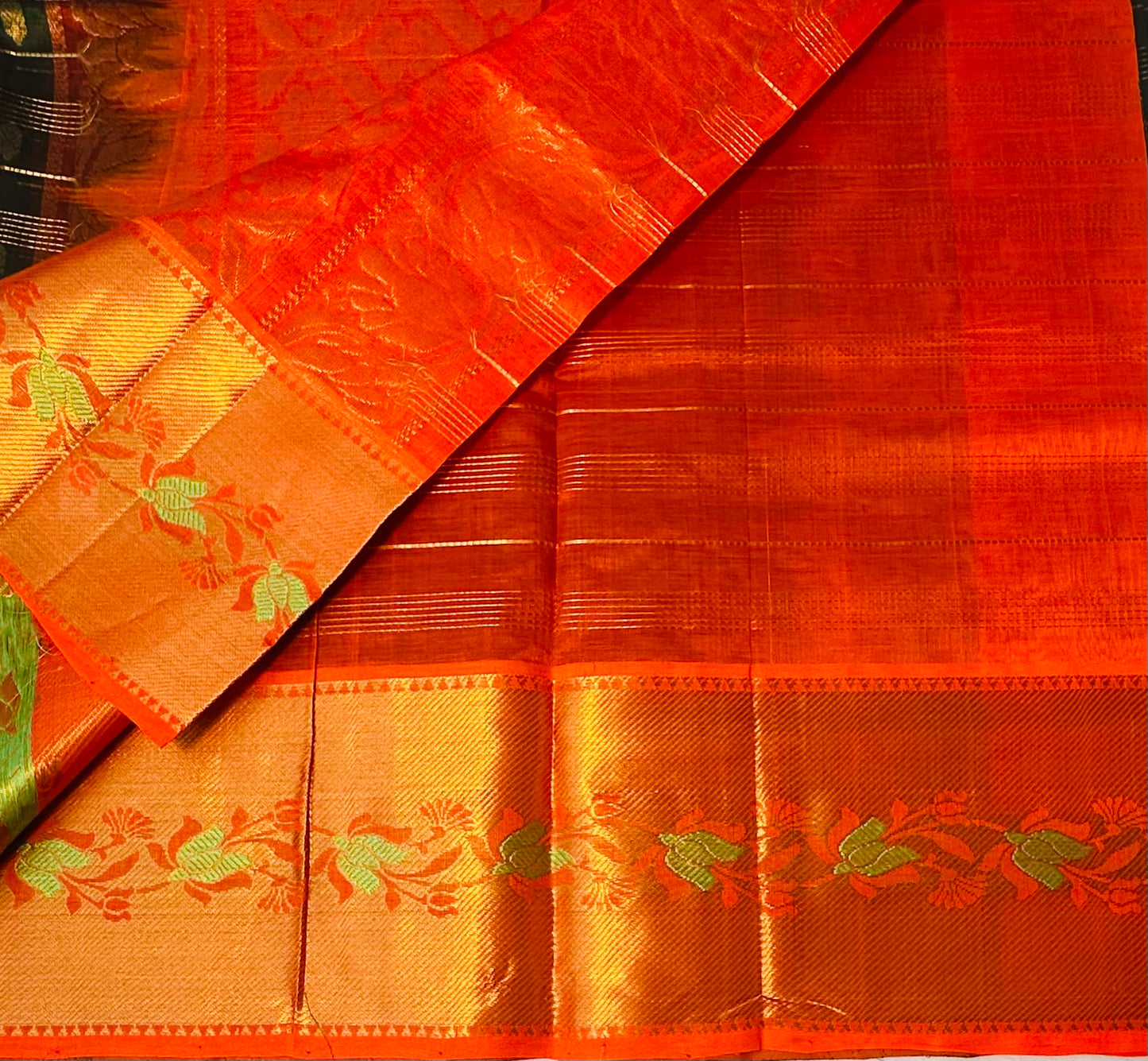 BOTTLE GREEN PURE SILK COTTON