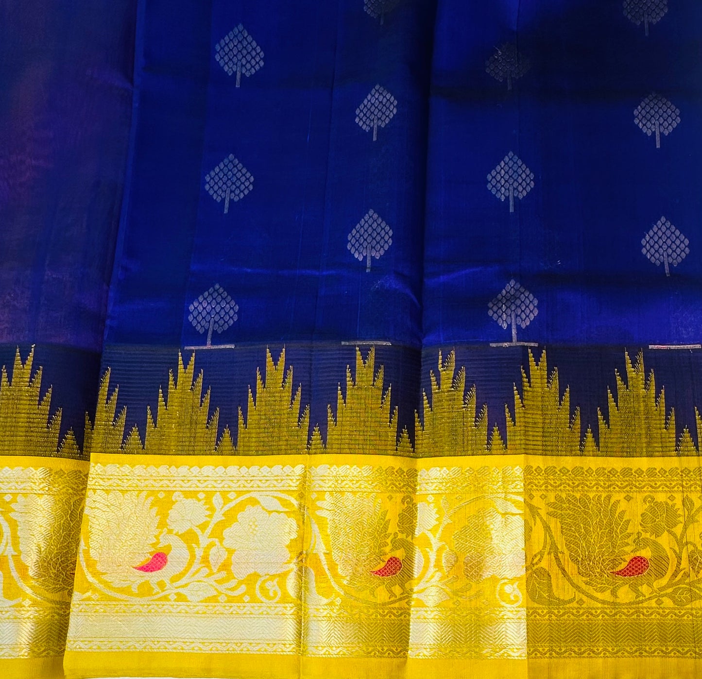 NAVY BLUE PURE SILK COTTON