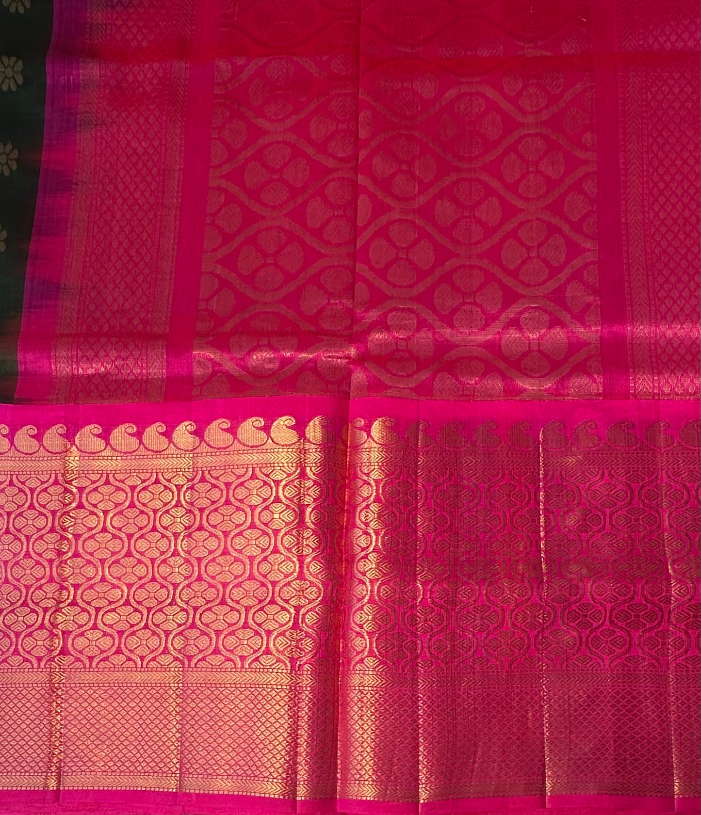 BOTTLE GREEN PURE SILK COTTON