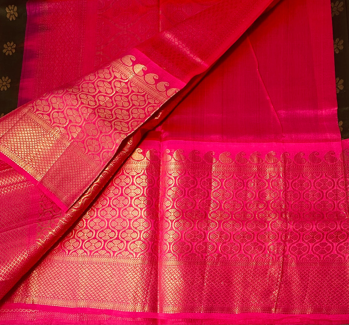 BOTTLE GREEN PURE SILK COTTON