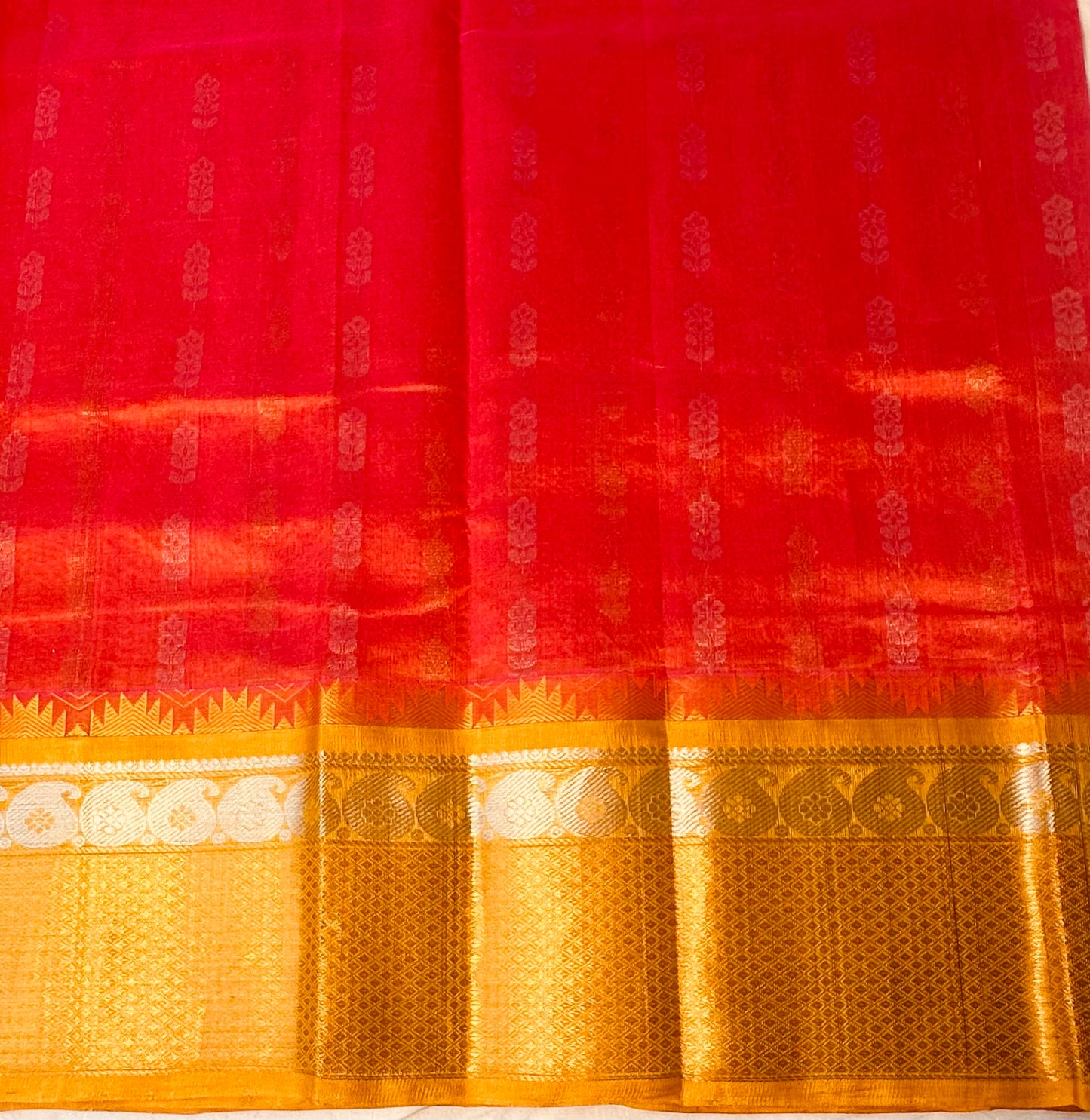 PEACH  ORANGE PURE SILK COTTON