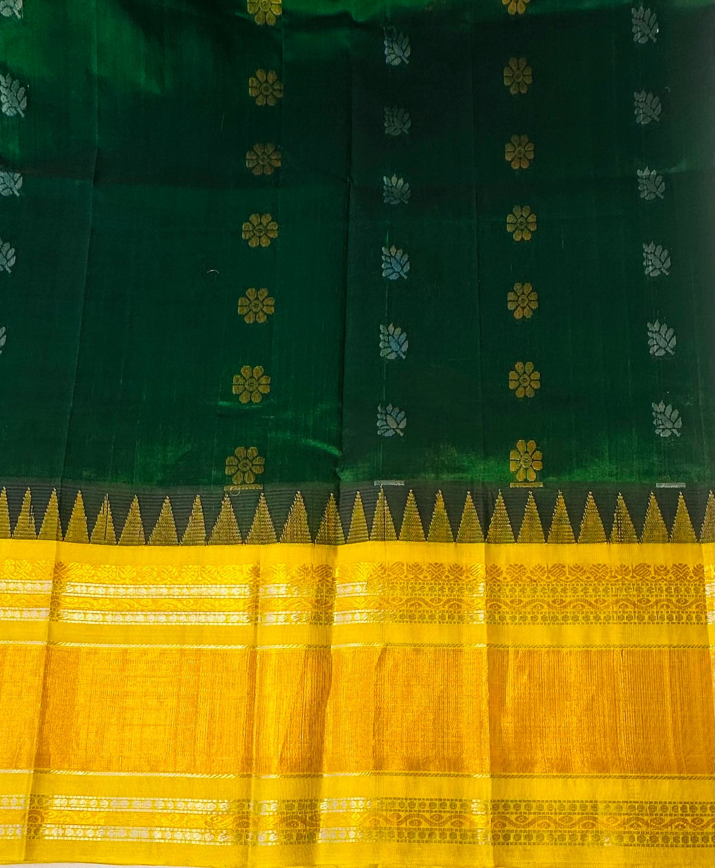 BOTTLE GREEN PURE SILK COTTON