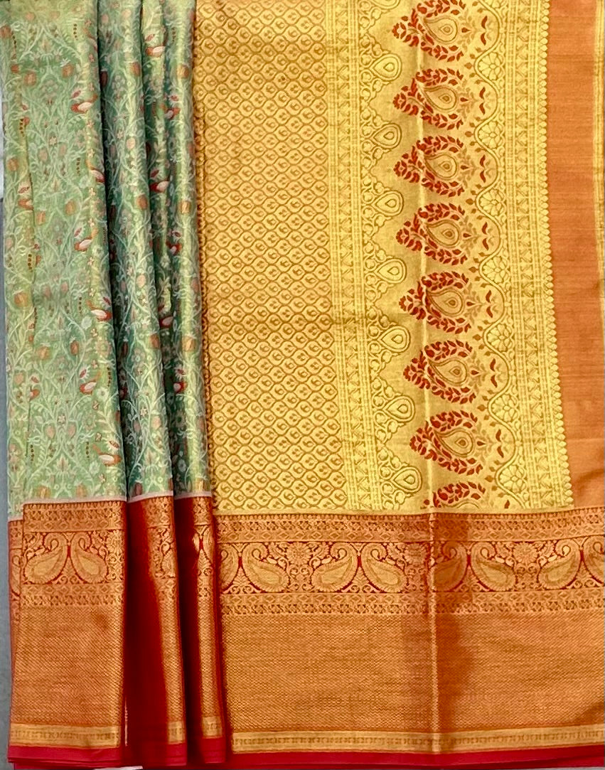 PARROT GREEN KANJIVARAM PURE SILK PREMIUM