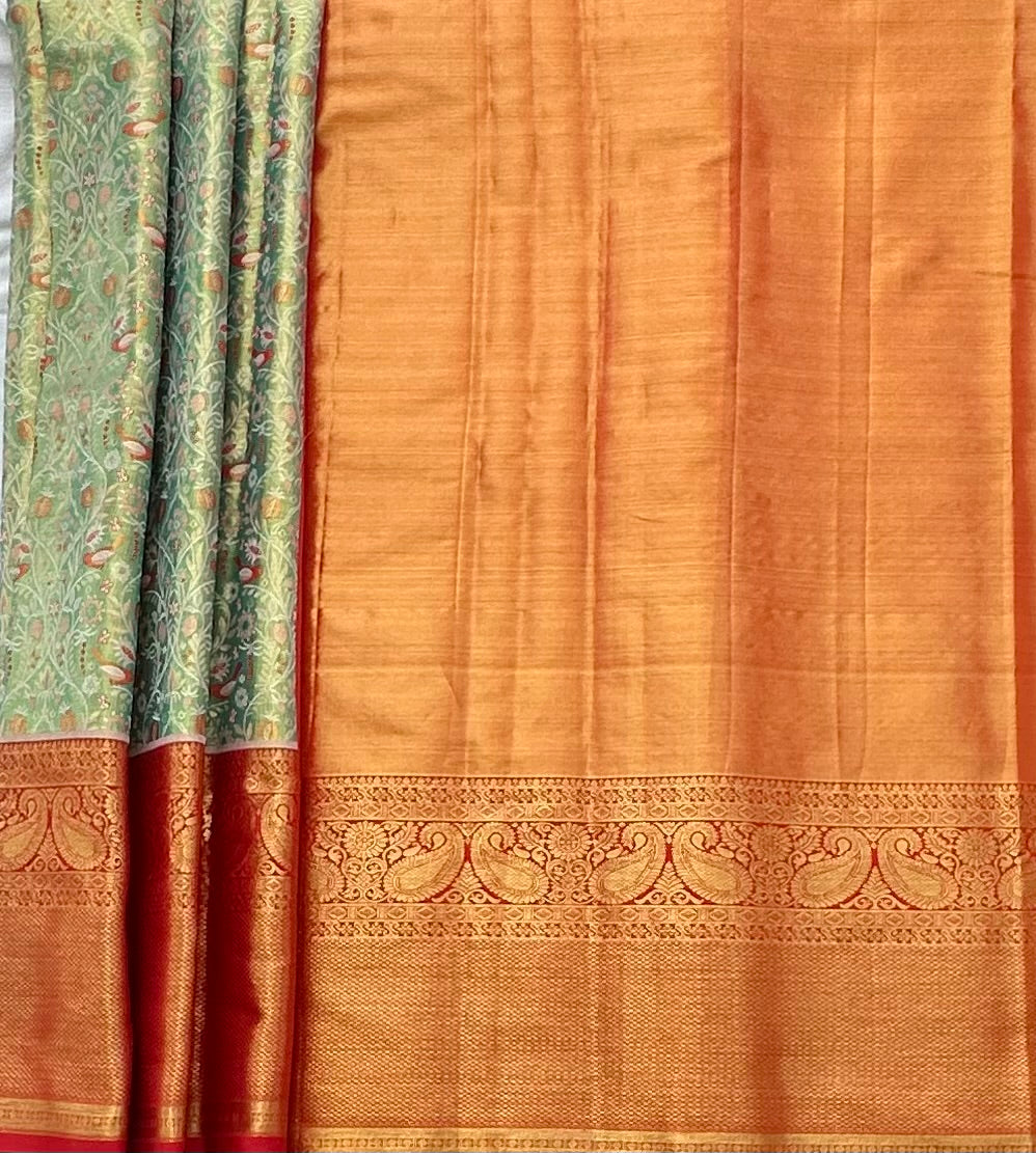 PARROT GREEN KANJIVARAM PURE SILK PREMIUM