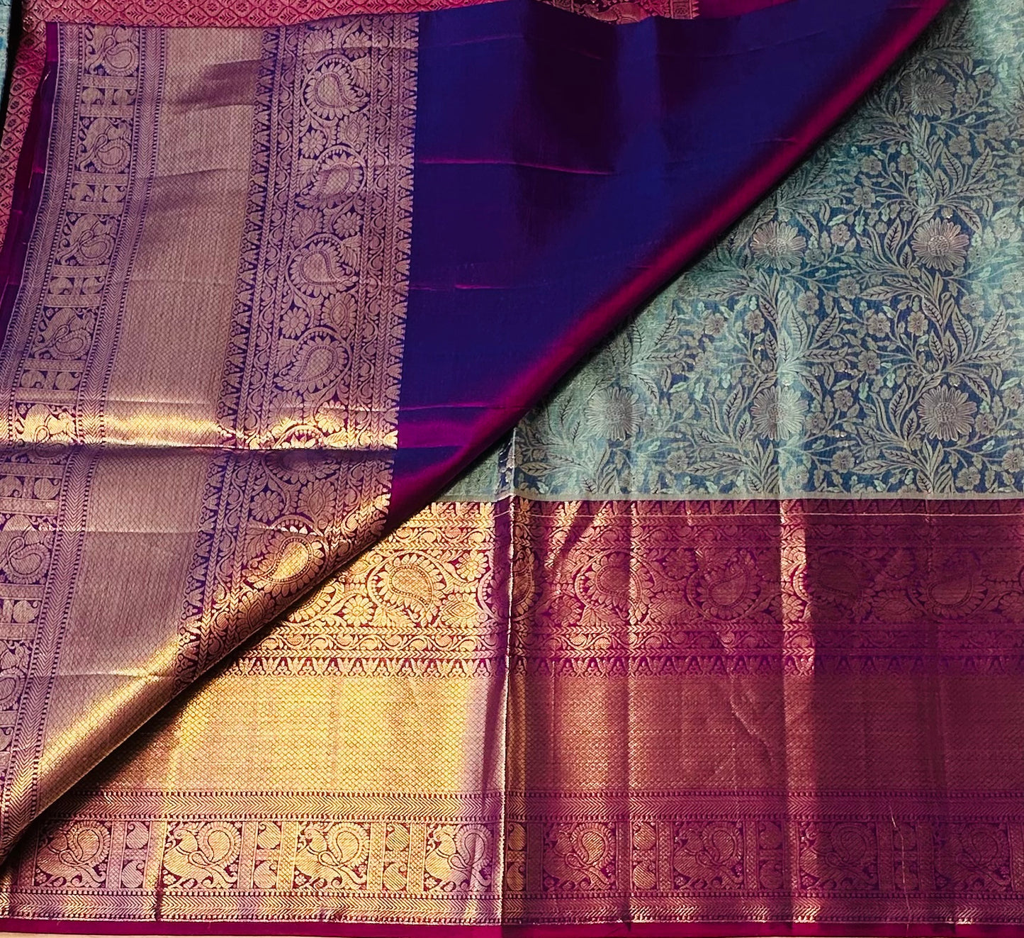 METALLIC BLUE KANJIVARAM  SILK