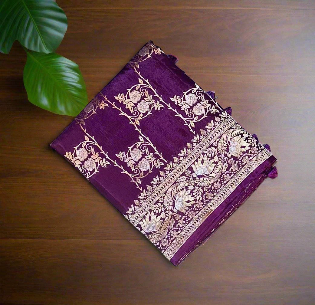 DARK PURPLE BANARAS CRAPE