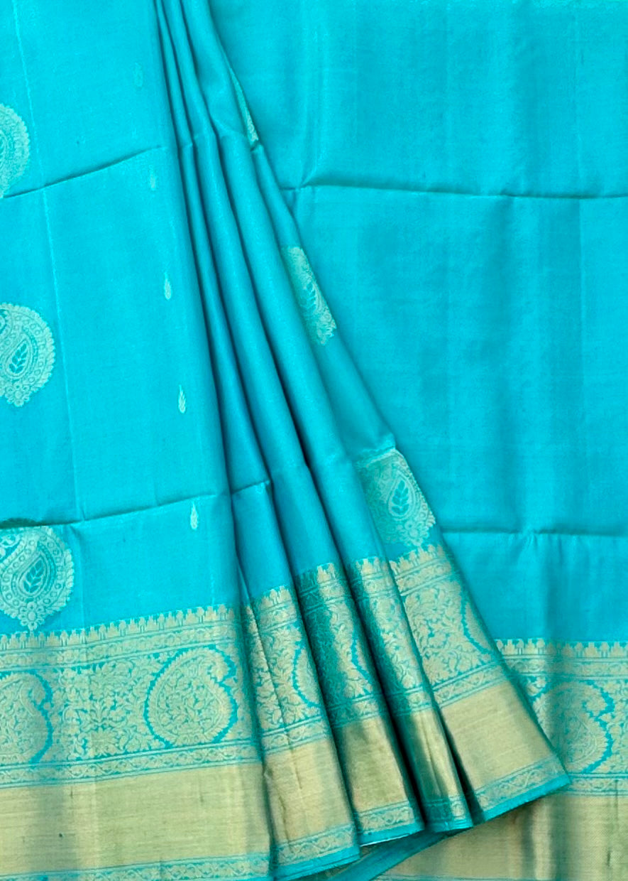 TEEL BLUE KANJIVARAM SOFT SILK