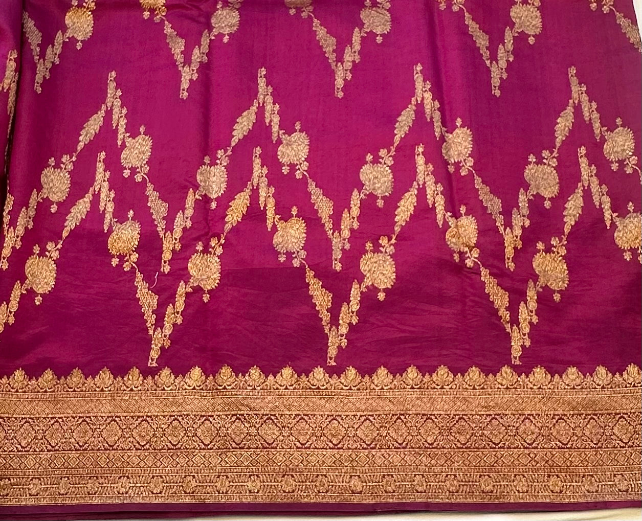 DARK PINK BANARAS PURE RAW MANGO