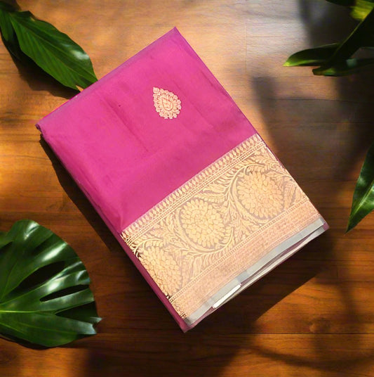 LIGHT PINK ND GREY BANARAS PURE KATAAN