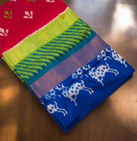 PINK ND BLUE POCHAMPALLY SILK