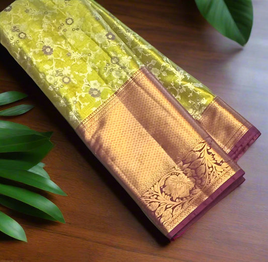 MEHENDI GREEN TISSUE KANJIVARAM SILK SAREE