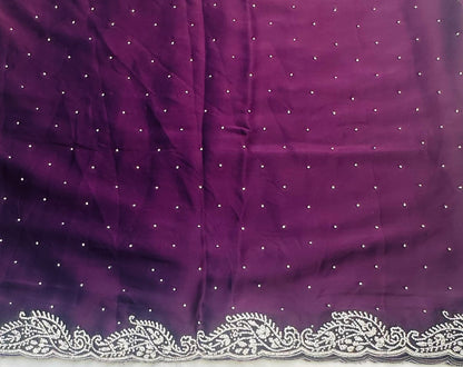 DARK PURPLE DESIGNER WORK SAREE PREMIUM