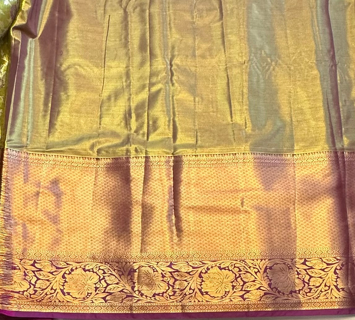 MEHENDI GREEN TISSUE KANJIVARAM SILK SAREE