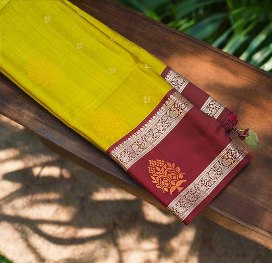 MEHENDI GREEN WITH CHOCLATE BROWN KANJIVARAM SOFT SILK