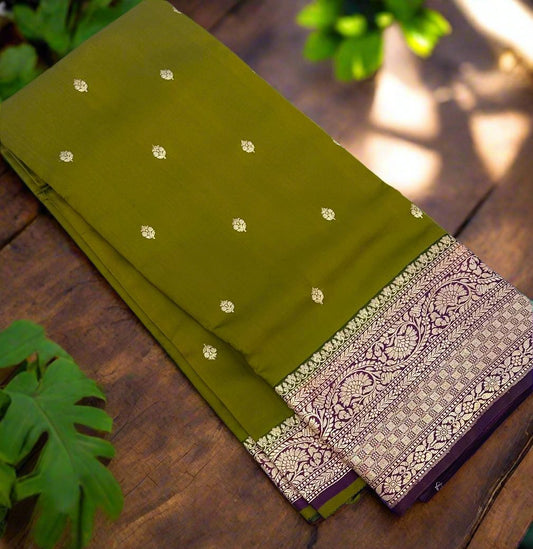 MEHENDI ND PURPLE  BANARAS PURE RAW MANGO