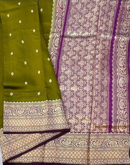 MEHENDI ND PURPLE  BANARAS PURE RAW MANGO