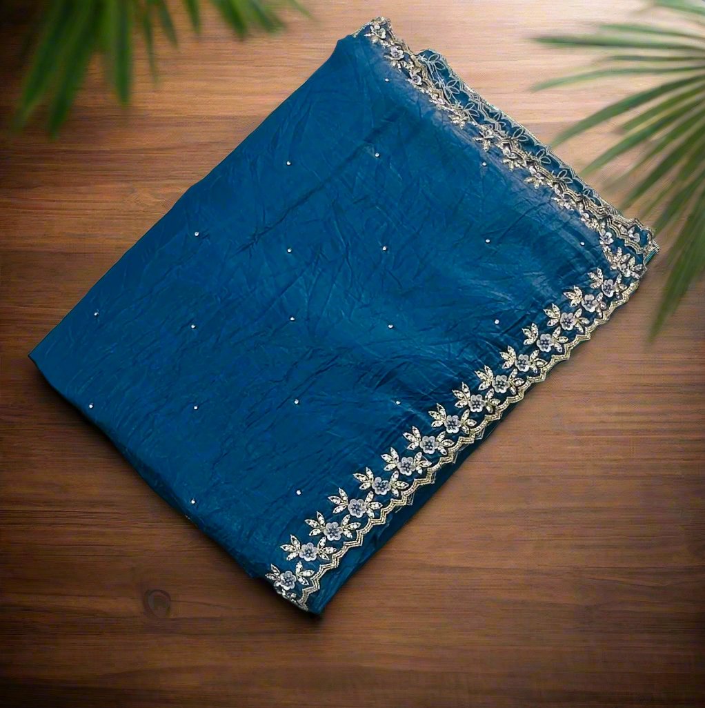 METALLIC BLUE DESIGNERWORK SAREE