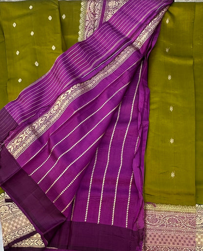 MEHENDI ND PURPLE  BANARAS PURE RAW MANGO