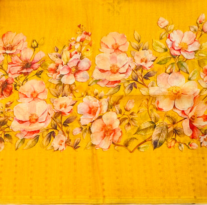 YELLOW DESIGNER PURE TUSSER SAREE