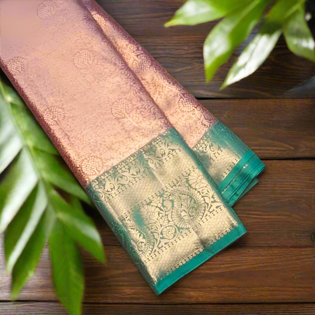 ONION PNK TISSUE KANJIVARAM SILK SAREE