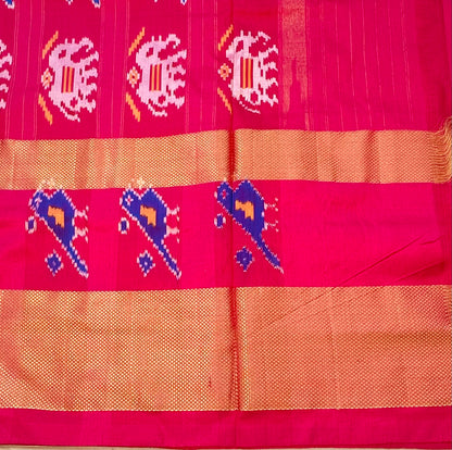 BOTLLE GREEN ND PINK POCHAMPALLY SILK