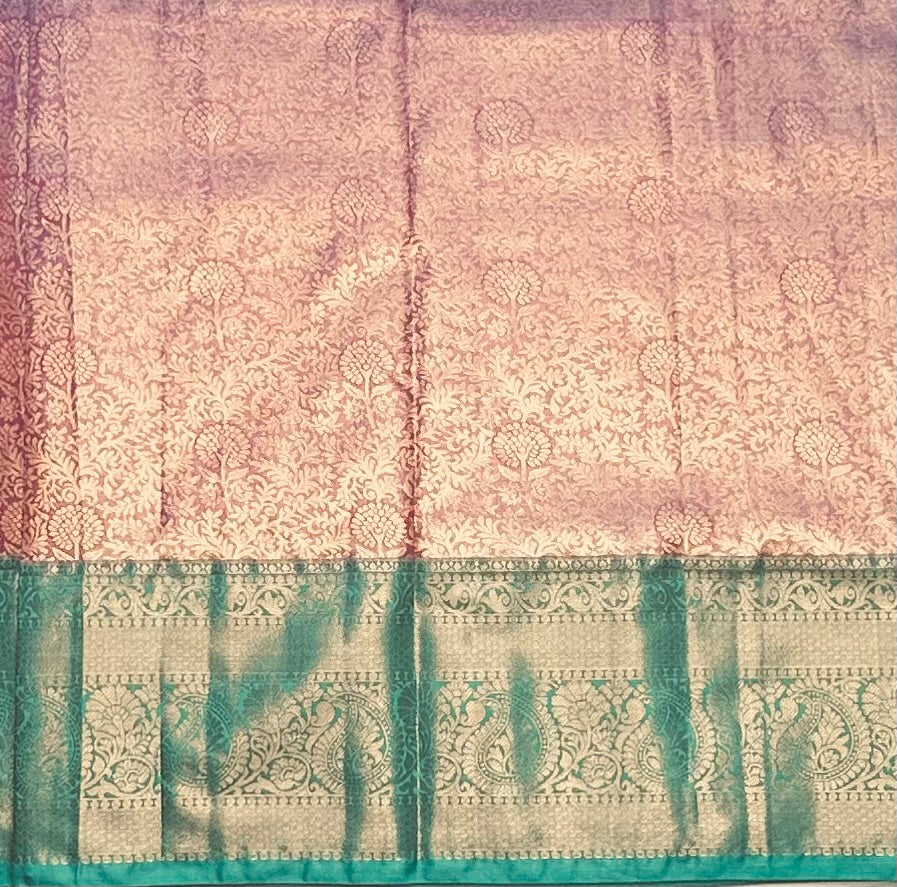 ONION PNK TISSUE KANJIVARAM SILK SAREE