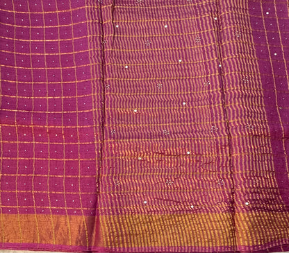 MAGENTA PINK PURE TUSSER SAREE