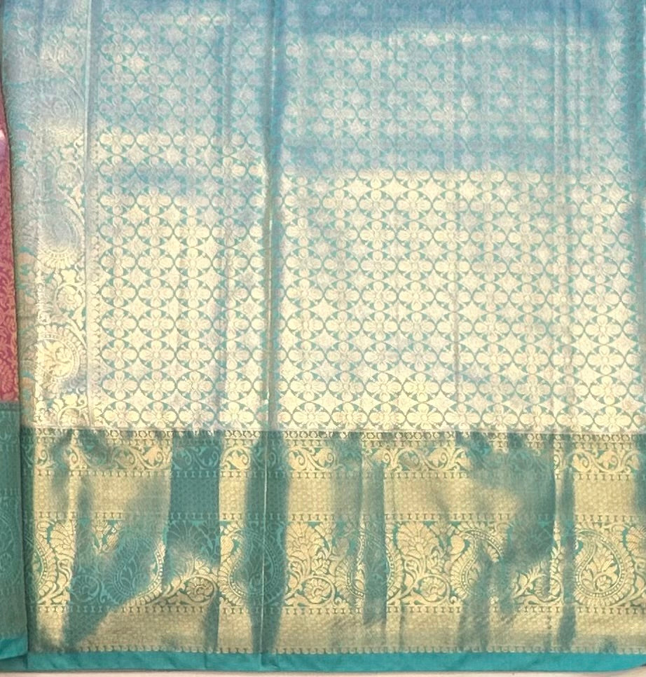 ONION PNK TISSUE KANJIVARAM SILK SAREE