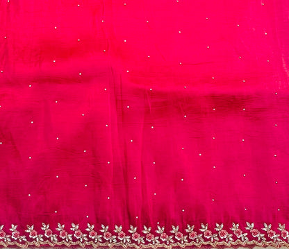 METALLIC PINK DESIGNER WORK SAREE