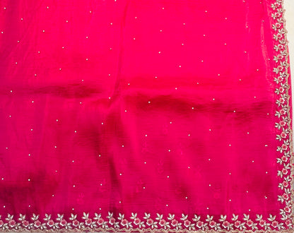 METALLIC PINK DESIGNER WORK SAREE