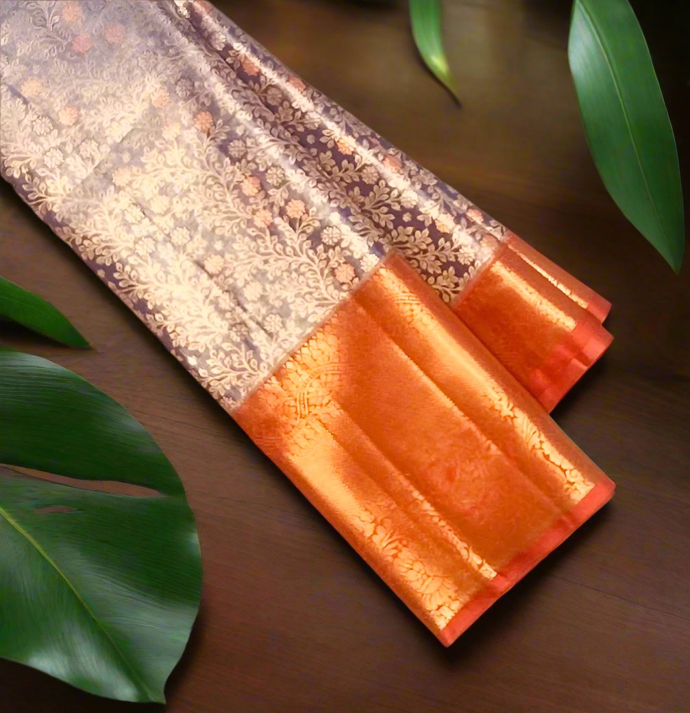 BLUE TISSUE KANJIVARM SILK SAREE