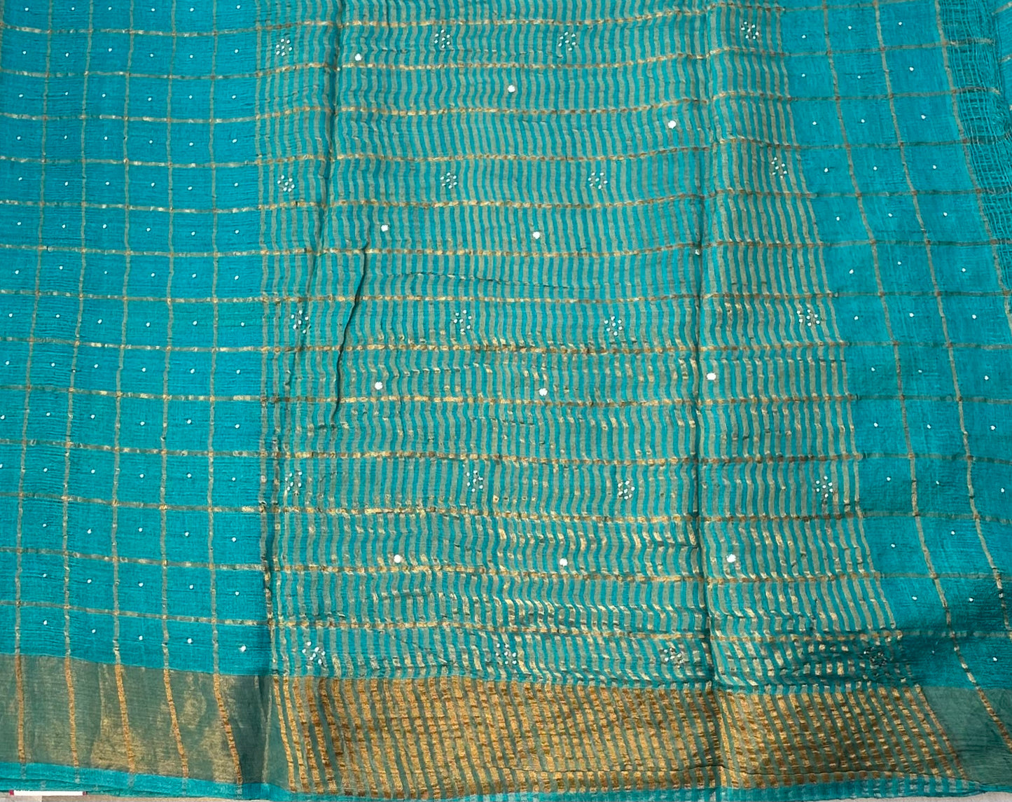 SEA  BLUE PURE TUSSER SAREE