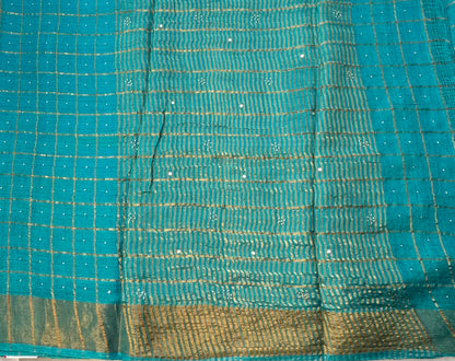 SEA  BLUE PURE TUSSER SAREE