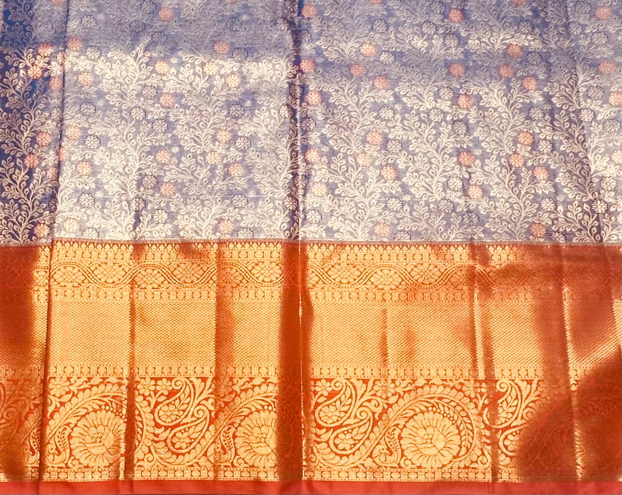 BLUE TISSUE KANJIVARM SILK SAREE