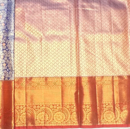 BLUE TISSUE KANJIVARM SILK SAREE