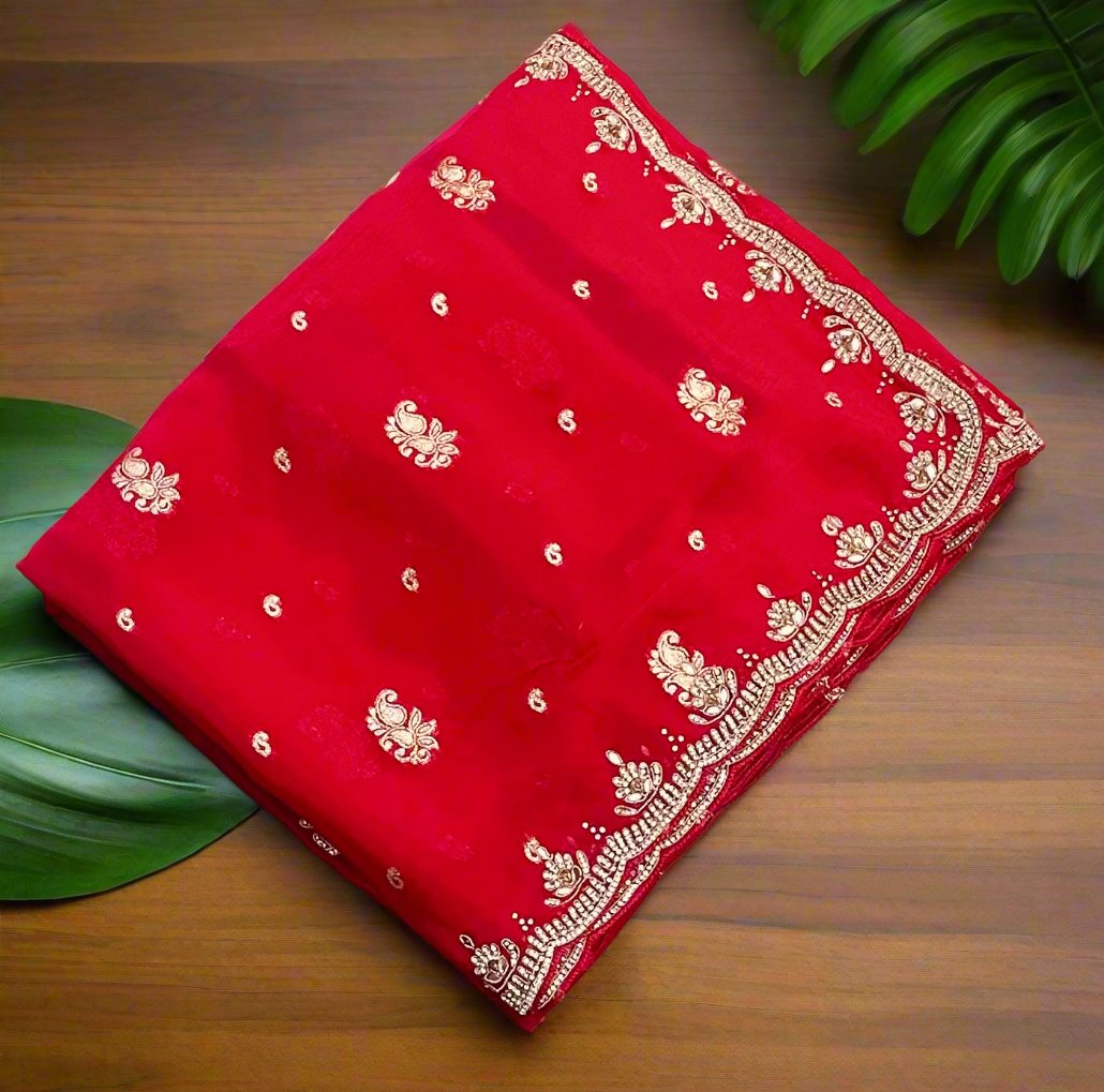 DARK PINK WORK SAREE PREMIUM