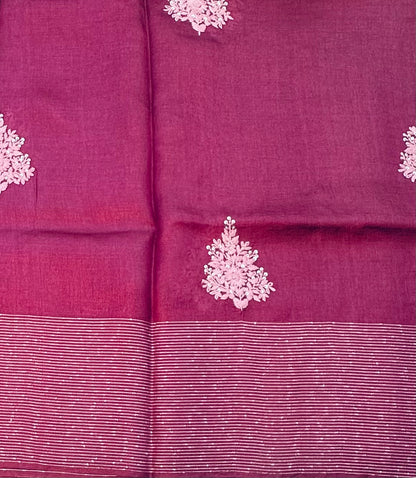 MAGENTA PINK DESIGNER PURE TUSSER SAREE