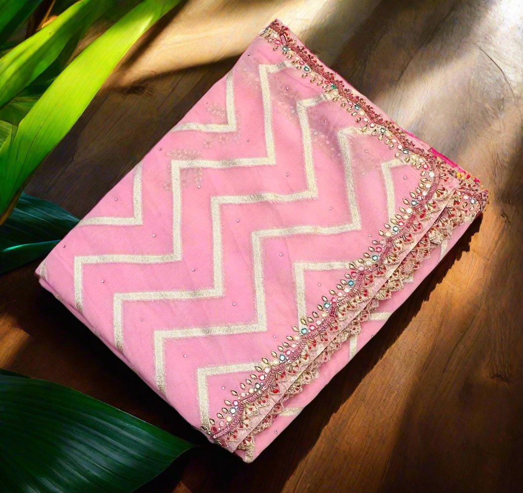 BABY PINK DESIGNER WORK SAREE PREMIUM