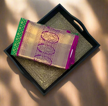 DARK GREEN WITH MAGENTA PINK KANJIVARAM PURE SILK PREMIUM