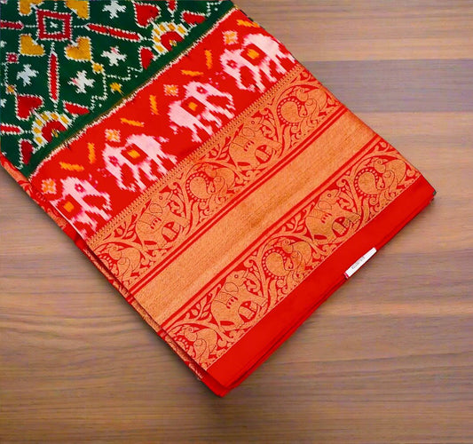 BOTTLE GREEN PURE POCHAMPALLY SILK