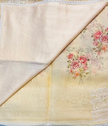 IVORY DESIGNER PURE ORGANZA SAREE