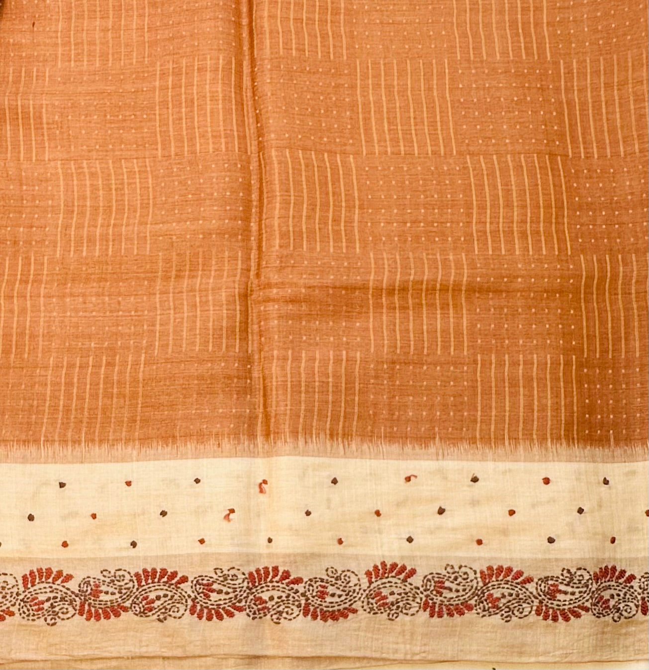 COPPER DESIGNER PURE TUSSER SAREE