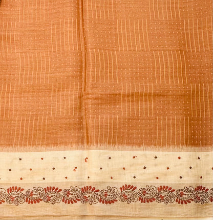 COPPER DESIGNER PURE TUSSER SAREE