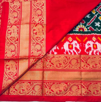BOTTLE GREEN PURE POCHAMPALLY SILK