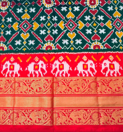 BOTTLE GREEN PURE POCHAMPALLY SILK