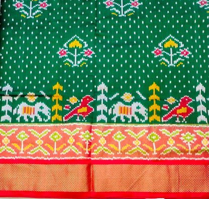 BOTTLE GREEN POCHAMPALLY SILK