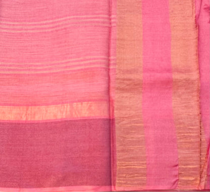 ONION PINK DESIGNER PURE TUSSER SAREE