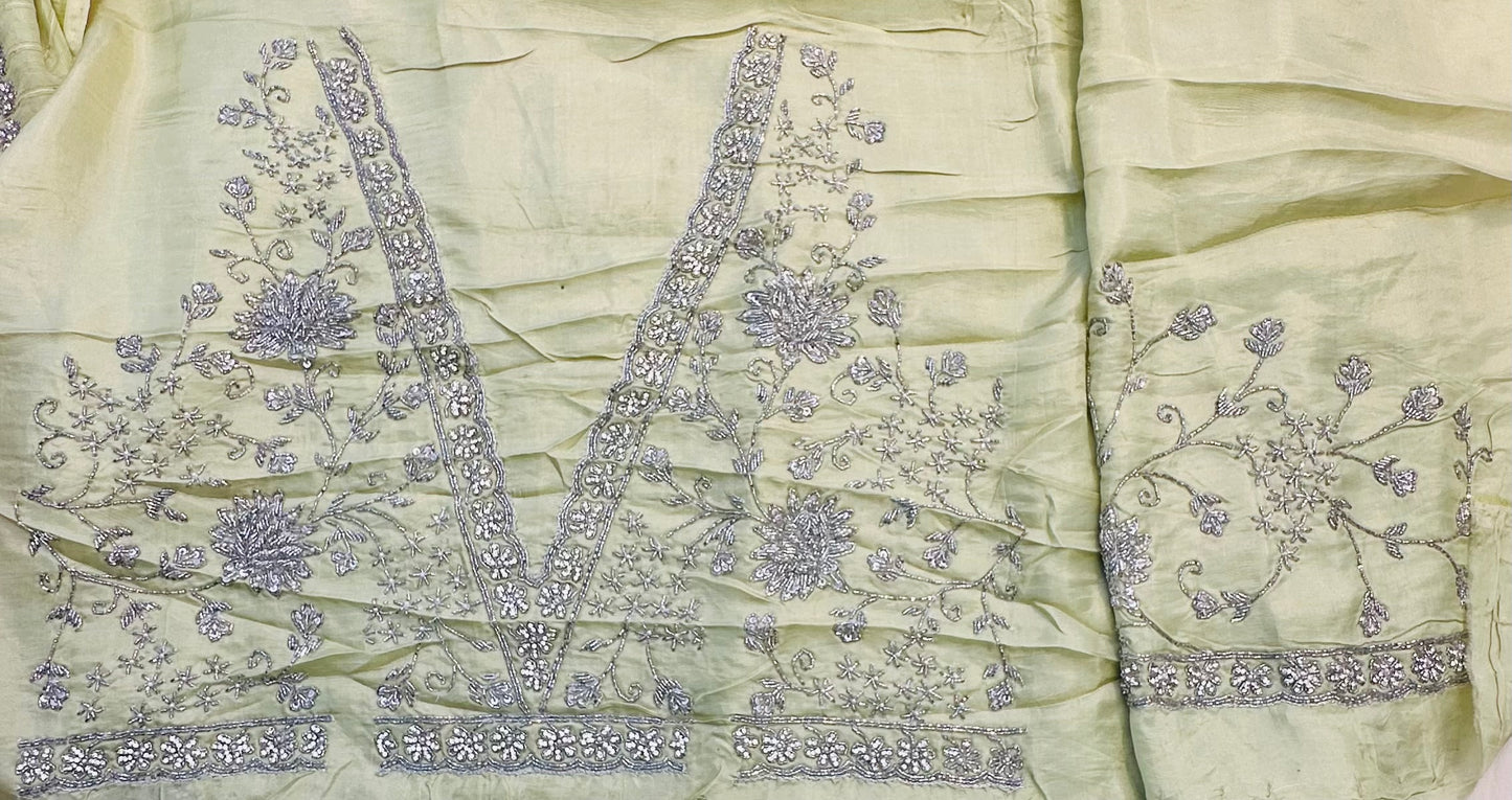 PISTA GREEN DESIGNER WORK SAREE PREMIUM